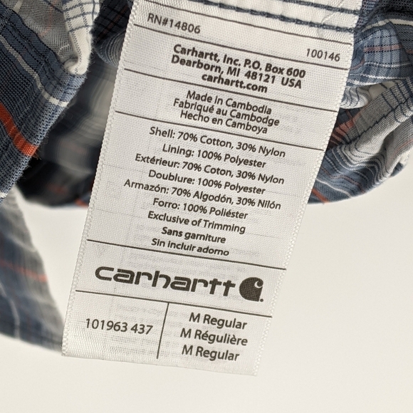 Carhartt Force Mandan Vented Button Up Shirt Lightweight Plaid Casual M - Picture 4 of 9